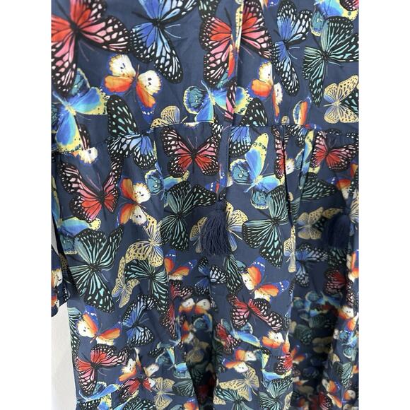 Johnny Was Dress Size L Butterfly Papillon Tiered Smock Tassel Cotton Boho Slip - Picture 4 of 8